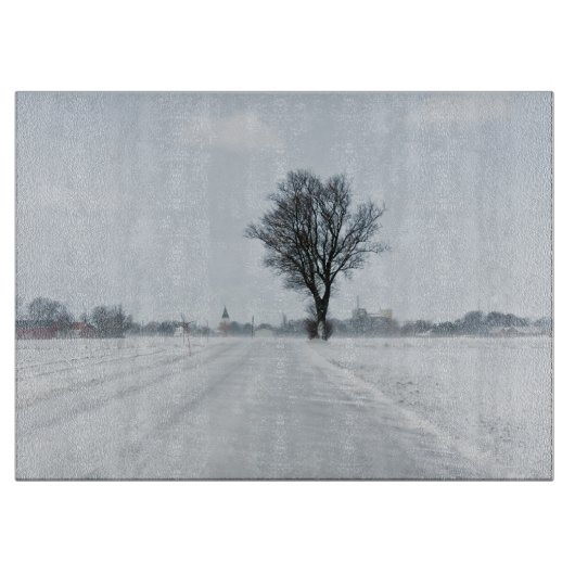 農村冬の道路 カッティングボード (正面)