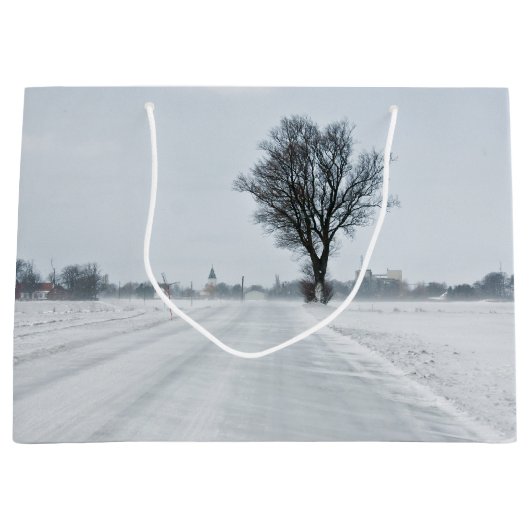 農村冬の道路 ラージペーパーバッグ (正面)