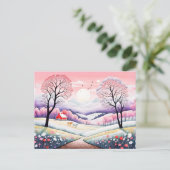 農村景観冬から春への移行 ポストカード (スタンド正面)