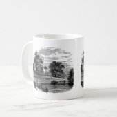 農村部のアメリカンファームハウスのスケッチ コーヒーマグカップ (正面左)