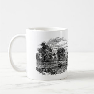 農村部のアメリカンファームハウスのスケッチ コーヒーマグカップ