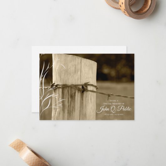農村部のファームフェンスポスト共有メモリ葬儀 ノートカード (正面/裏面インサイチュ)