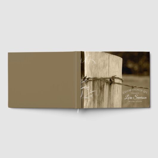 農村部のフェンスのポストお祝いのライフメモリアル ゲストブック (全面)