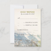 農村部フェンスバーベットワイヤ素朴ウェディングRSVP 出欠カード (正面)