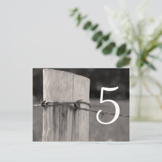 農村部フェンス結婚ポストファームのテーブル番号 ポストカード (スタンド正面)