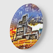 農村部モンタナカントリー穀物エレベーター農家ギフト ラージ壁時計 (傾斜)