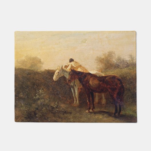 農村部ランデブー(ロマンチックなキスオン乗馬) ドアマット (正面)