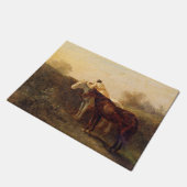 農村部ランデブー(ロマンチックなキスオン乗馬) ドアマット (アングル)