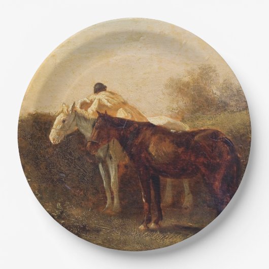 農村部ランデブー(ロマンチックなキスオン乗馬) ペーパープレート (正面)