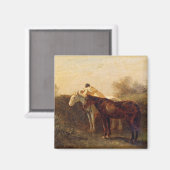 農村部ランデブー(ロマンチックなキスオン乗馬) マグネット (正面/裏面)