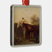 農村部ランデブー(ロマンチックなキスオン乗馬) メタルオーナメント (右)