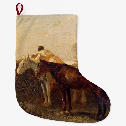 農村部ランデブー(ロマンチックなキスオン乗馬) ラージクリスマスストッキング (正面)