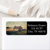 農村部初期のプレーリー西部の丸太小屋 ラベル (インサイチュ)