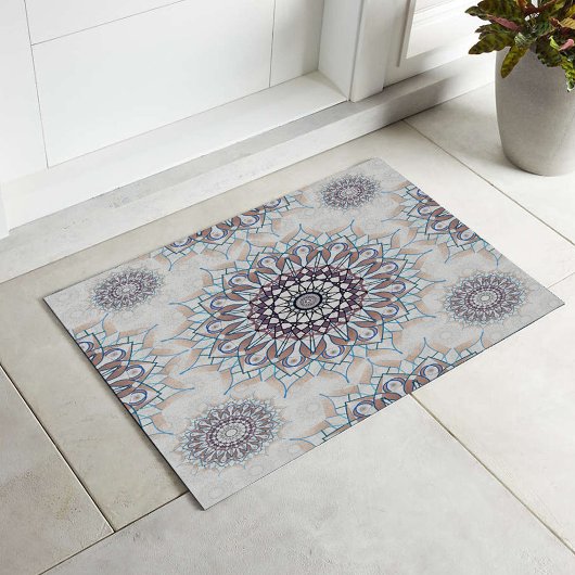 農村部落ちたの小さな白いフローラ ドアマット