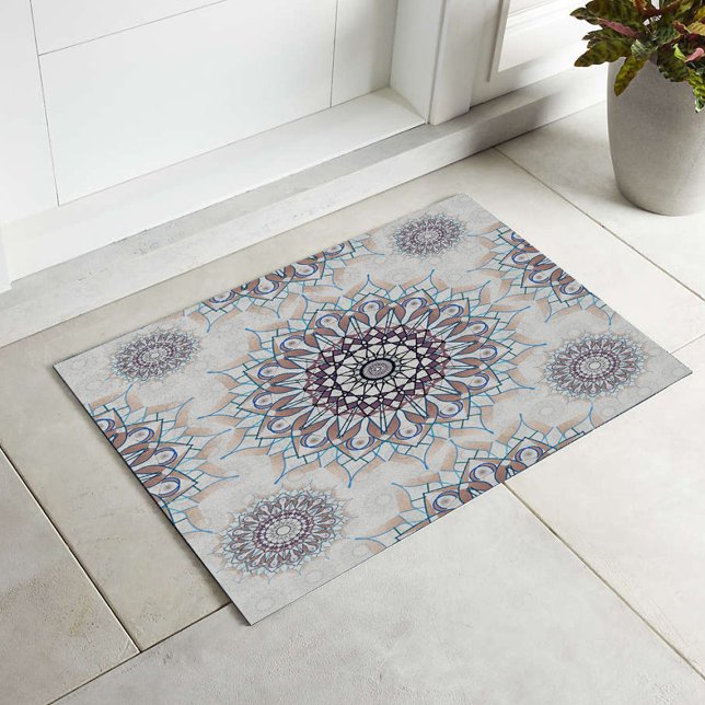 農村部落ちたの小さな白いフローラ ドアマット (クリエイターアップロード済み)