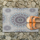 農村部落ちたの小さな白いフローラ ドアマット