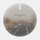 農村鉄道素朴路線写パーソナライズされた真 ガラスオーナメント (正面)