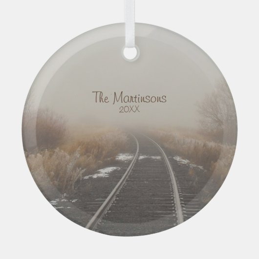 農村鉄道素朴路線写パーソナライズされた真 ガラスオーナメント (正面)