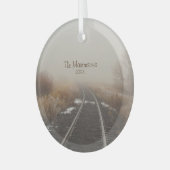 農村鉄道素朴路線写パーソナライズされた真 ガラスオーナメント (正面左)