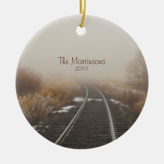 農村鉄道素朴路線写パーソナライズされた真 ガラスオーナメント (正面)