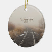 農村鉄道素朴路線写パーソナライズされた真 ガラスオーナメント (左)