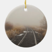 農村鉄道素朴路線写パーソナライズされた真 ガラスオーナメント (裏面)