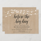 農村風のストリングライト付きリハーサルディナー招待状 招待状 (正面/裏面)