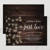 農村風のストリングライト 結婚式の秘密の誓いパーティー 招待状 (正面/裏面)