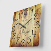 農村風の木製ファームハウス カスタム ファミリー ネーム スクエア スクエア壁時計 (傾斜)