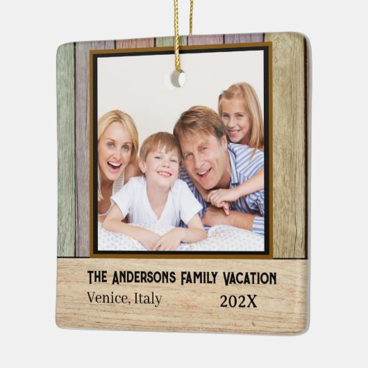 農村風の板の家族旅行の写真 セラミックオーナメント (左)