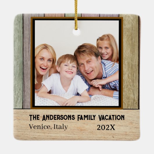 農村風の板の家族旅行の写真 セラミックオーナメント (裏面)