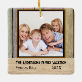 農村風の板の家族旅行の写真 セラミックオーナメント