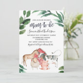 農村風の牧場の動物の赤ちゃんシャワー招待状 招待状 (スタンド正面)