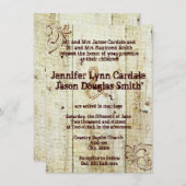 農村風ウェディング招待状 バーンスタイルの木製 招待状 (正面/裏面)