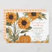 農村風カボチャとヒマワリのベイビーシャワー招待状 招待状 (正面/裏面)