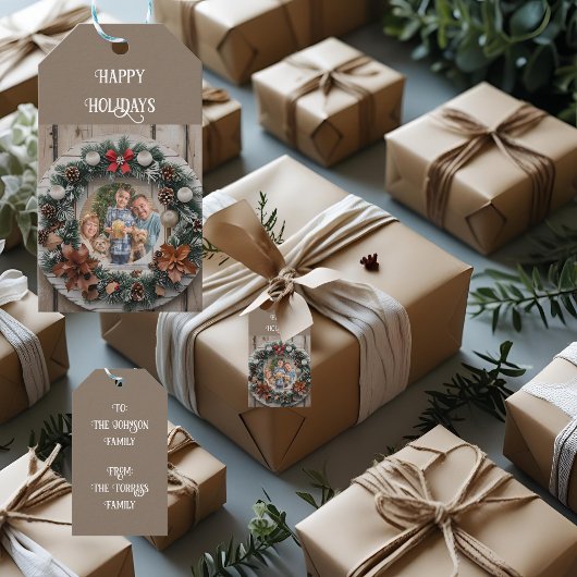 農村風クリスマスリース オーダーメイド ファミリー ギフトタグ