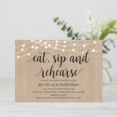 農村風ランタンライトの結婚式リハーサルディナー招待状 招待状 (スタンド正面)