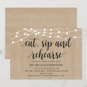 農村風ランタンライトの結婚式リハーサルディナー招待状 招待状 (正面/裏面)