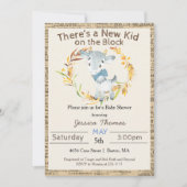 農村風子羊男の子ベビーシャワー 招待状 (正面)