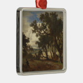 農村風景のハンター(Andreas Achenbach) メタルオーナメント (右)