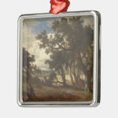 農村風景のハンター(Andreas Achenbach) メタルオーナメント (左)