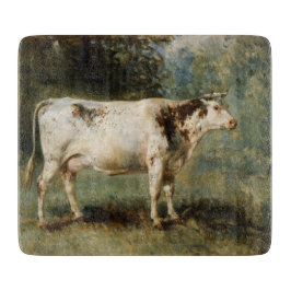 農村風景の中の牛（家畜） カッティングボード