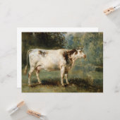 農村風景の中の牛（家畜） カード (正面/裏面インサイチュ)