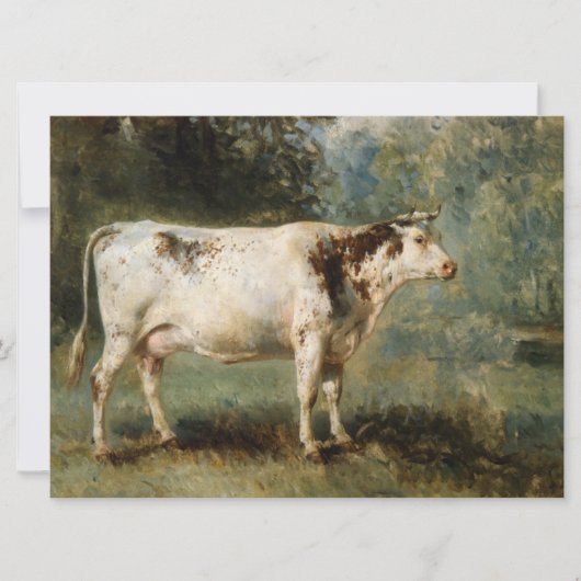 農村風景の中の牛（家畜） カード (正面)