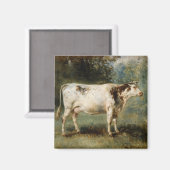 農村風景の中の牛（家畜） マグネット (正面/裏面)