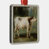 農村風景の中の牛（家畜） メタルオーナメント (右)