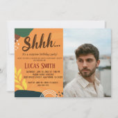 農村風 大人のサプライズ誕生日パーティーの写真 招待状 (正面)