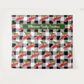 農村風 黒チェックのクリスマストラック フォトブース タペストリー (正面(横))