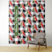 農村風 黒チェックのクリスマストラック フォトブース タペストリー (インサイチュ)