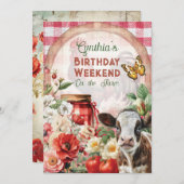 農村 フラワー フレッシュ パーティー 招待状 (正面/裏面)